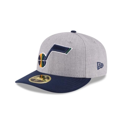 Grey Utah Jazz Hat - New Era NBA Heather Low Profile 59FIFTY Fitted Caps USA5874960